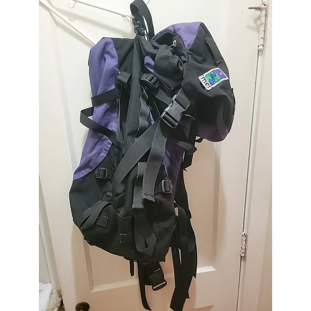 VTG MEI Duffle Bag Hiking Backpack Made in USA -  Black - Purple- Rare.  30
